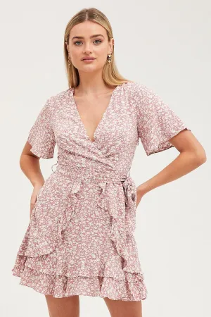 Print Skater Dress Short Sleeve Mini MoistureWicking Fabric