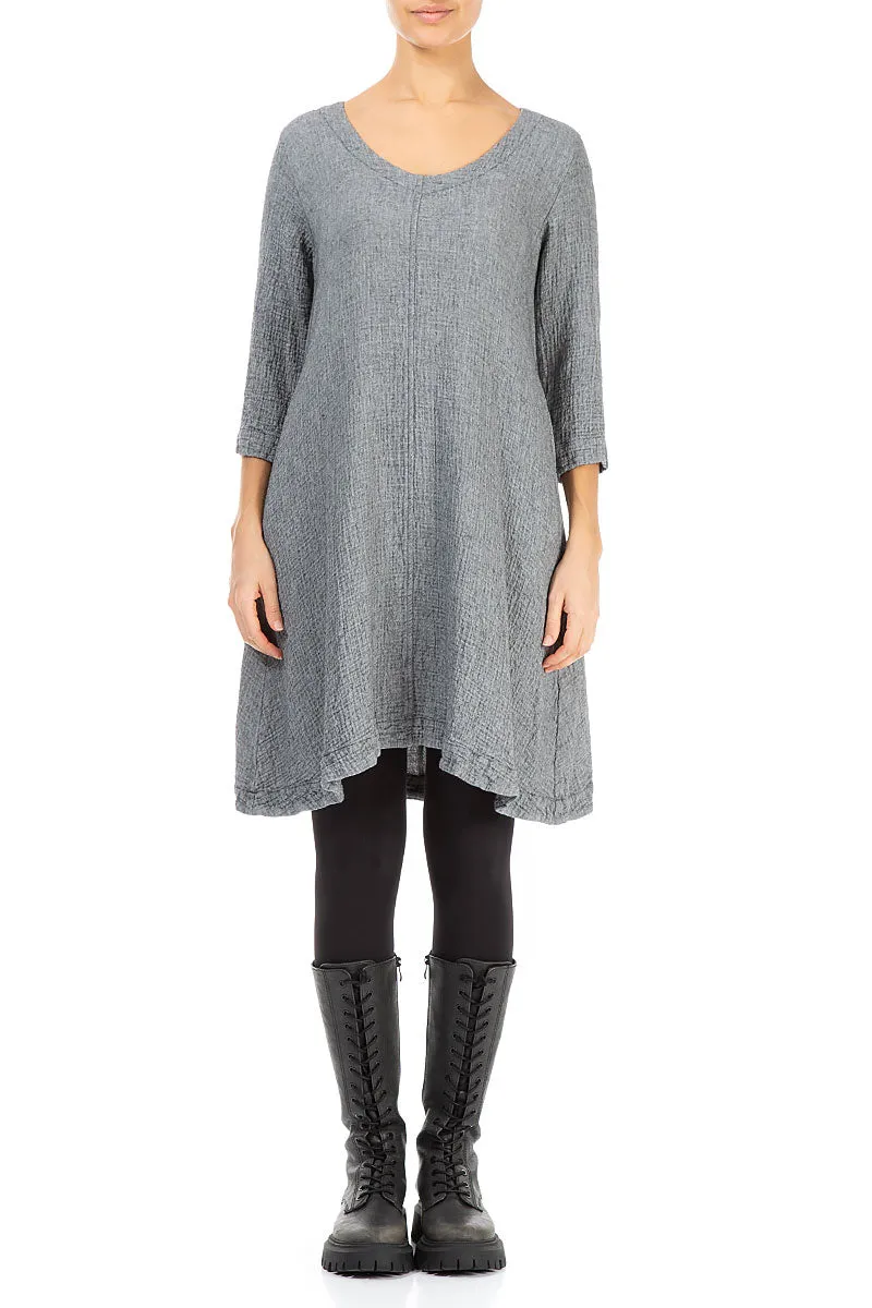 Grey Wool Midi Tunic Dress Relaxed Style Mind Glow