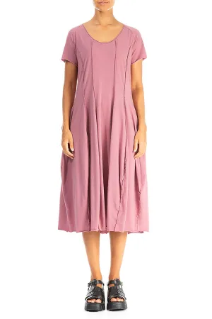 Light Layer Exposed Seams Mauve Taupe Cotton Dress
