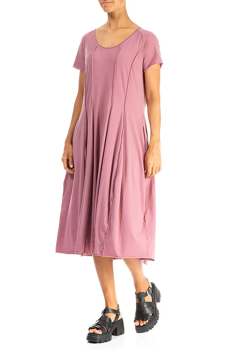 Exposed Seams Mauve Taupe Cotton Dress Global Edge