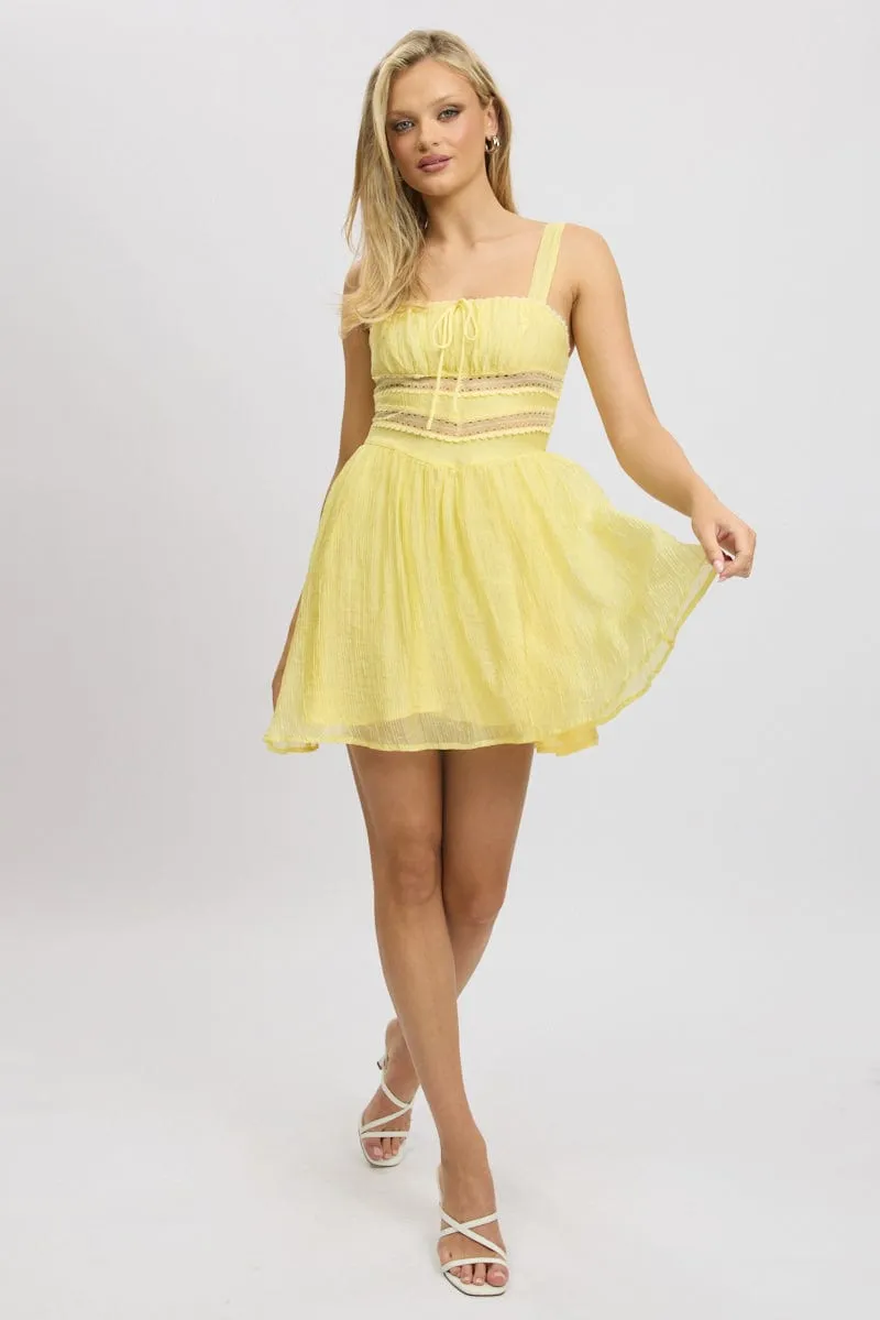 Yellow Fit And Flare Dress Mini Lightweight mini dress