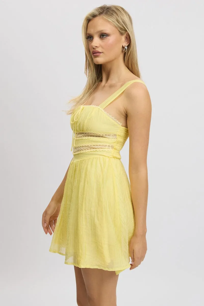 Party Star Yellow Fit And Flare Dress Mini