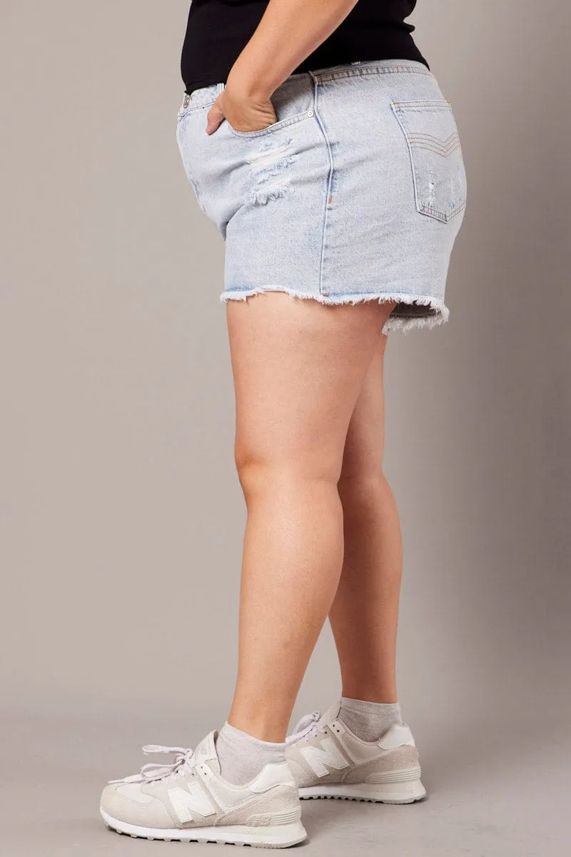 Spring Glow NonIrritating Seams Blue Relaxed Shorts High Rise