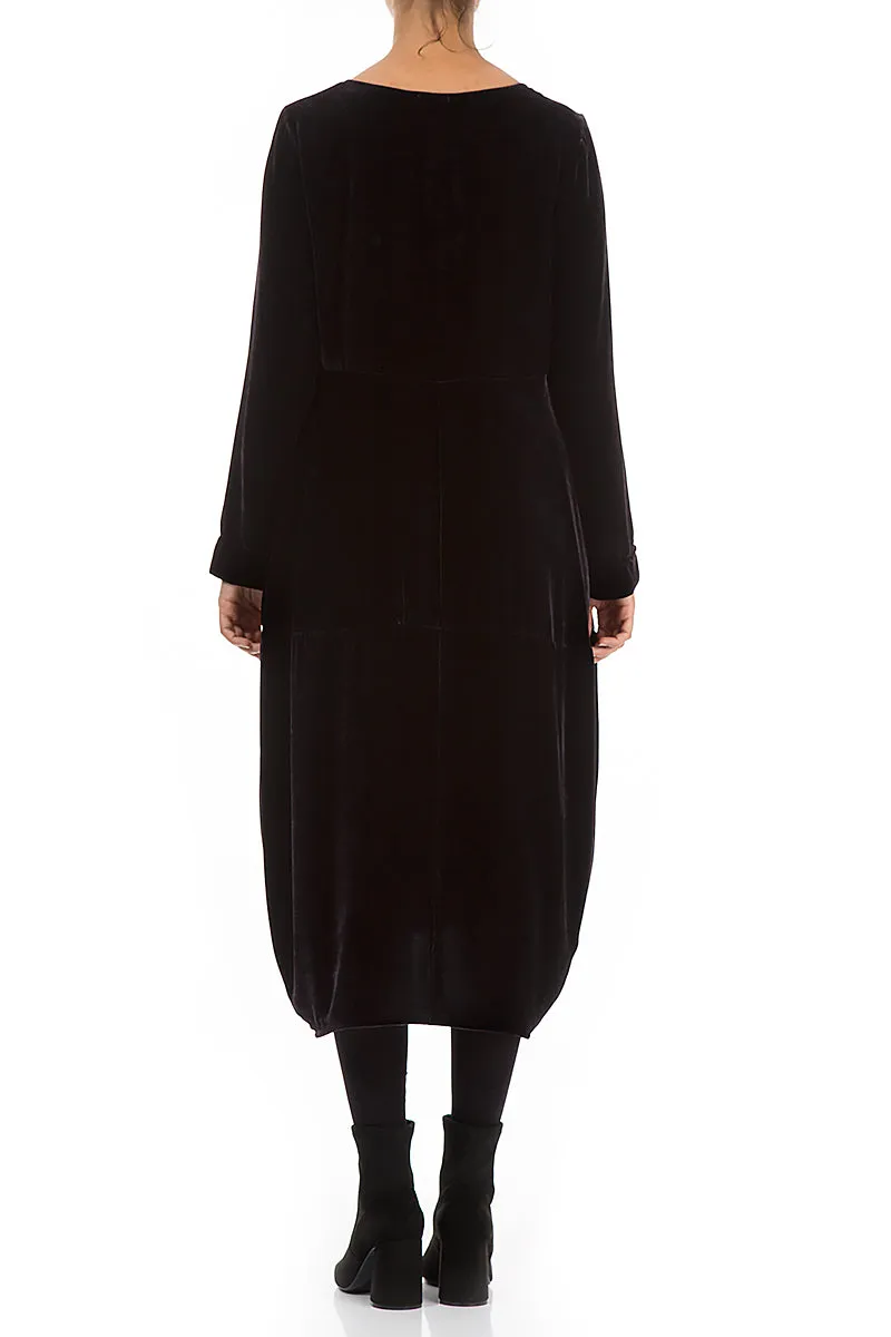 Balloon Black Silk Velvet Dress Relaxed Fit