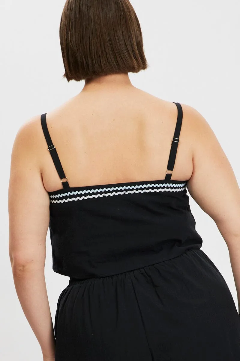 Still Soul Black Cami Top Crop Ric Rac