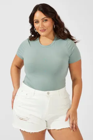 Handmade Fit Park Day Green Bodysuit Short Sleeve Crew Neck Supersoft