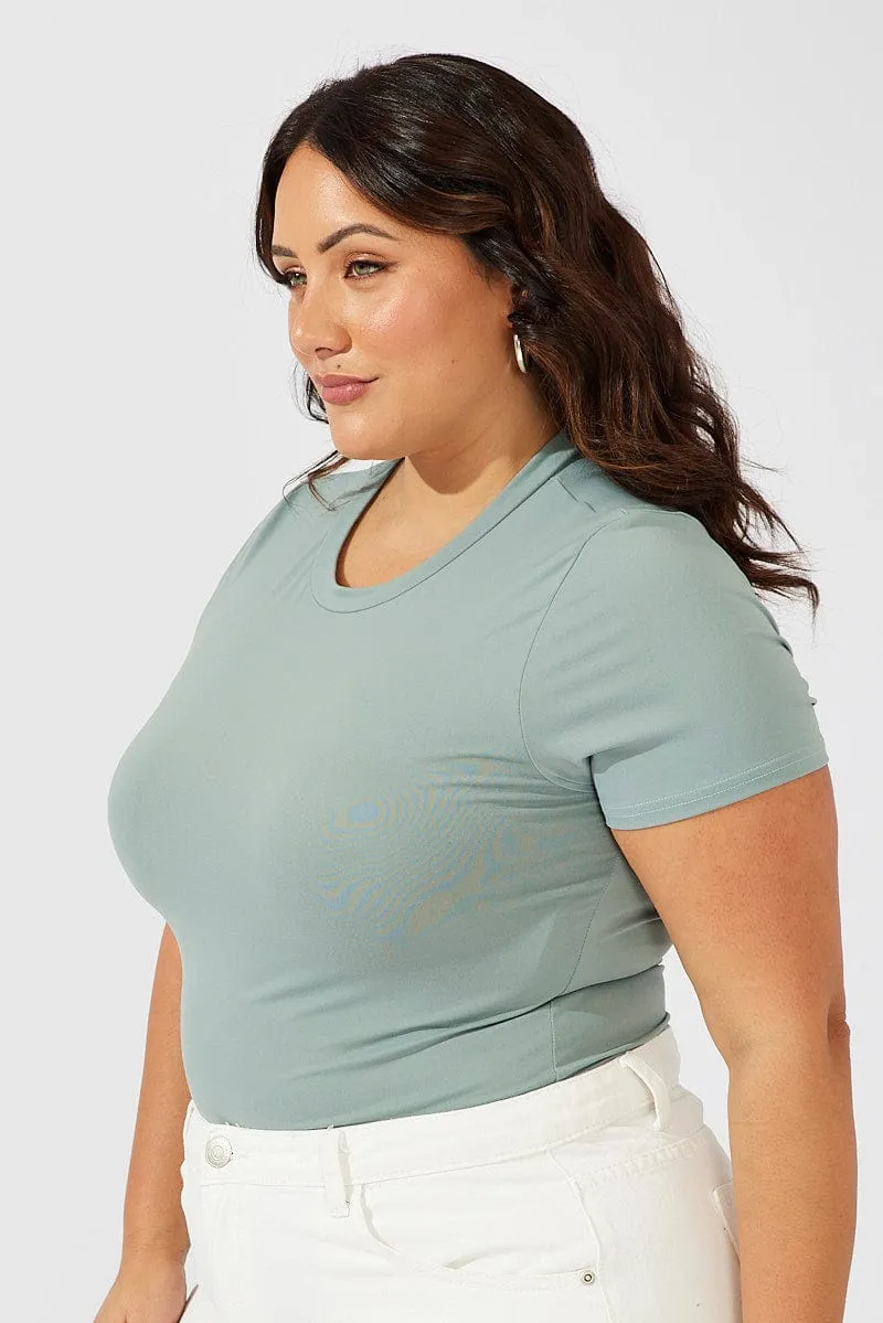 Bold Fashion Green Bodysuit Short Sleeve Crew Neck Supersoft