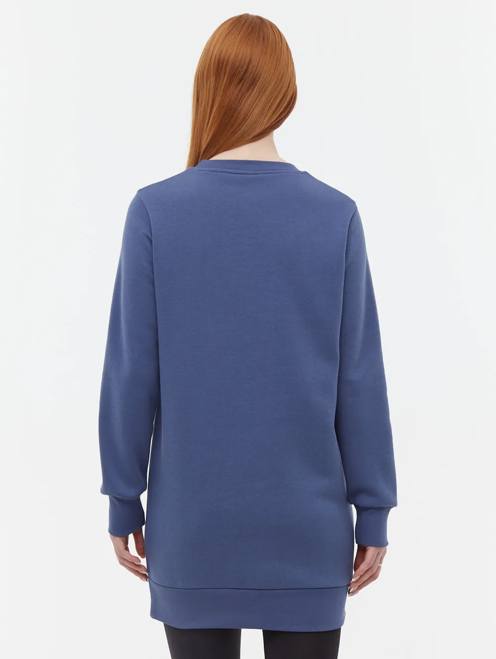 Low Maintenance ReinforcedHem Urlenne Collegiate Logo Crew Neck Sweatshirt Dress