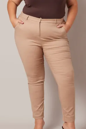 Core Flex Brown Slim Pants Mid Rise Workwear