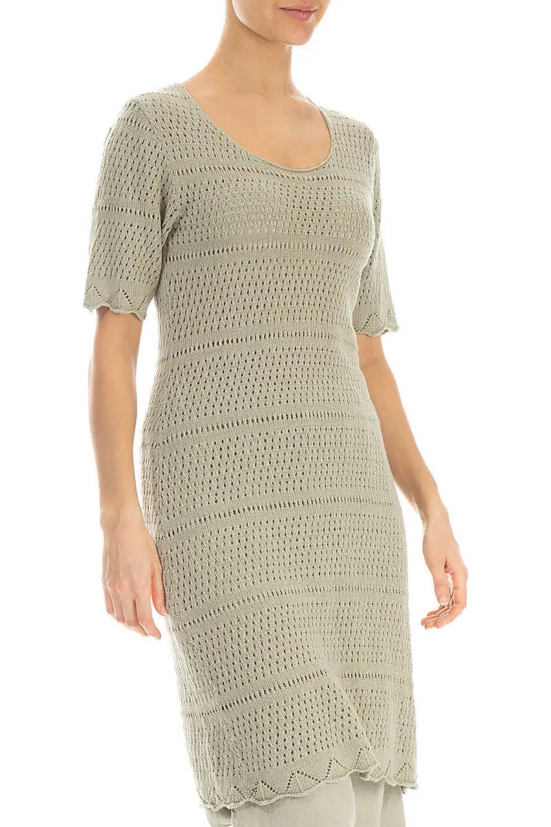 StaticFreeLining Breezy Comfort Knitted Laurel Green Linen Tunic Dress