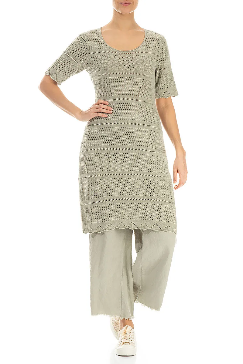 Rain Proof Silk Glow Knitted Laurel Green Linen Tunic Dress
