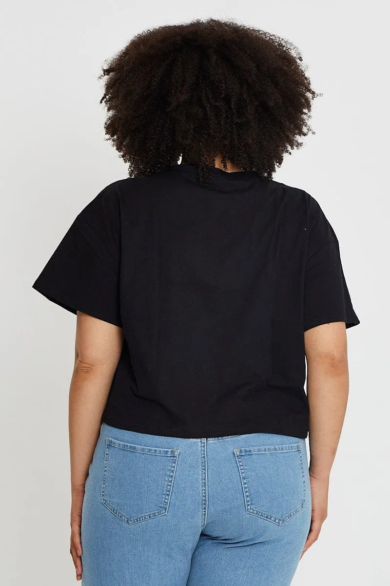 Holiday Outfit Style Running Gear Black Short Sleeve Semi Crop Salt Lake T-shirt