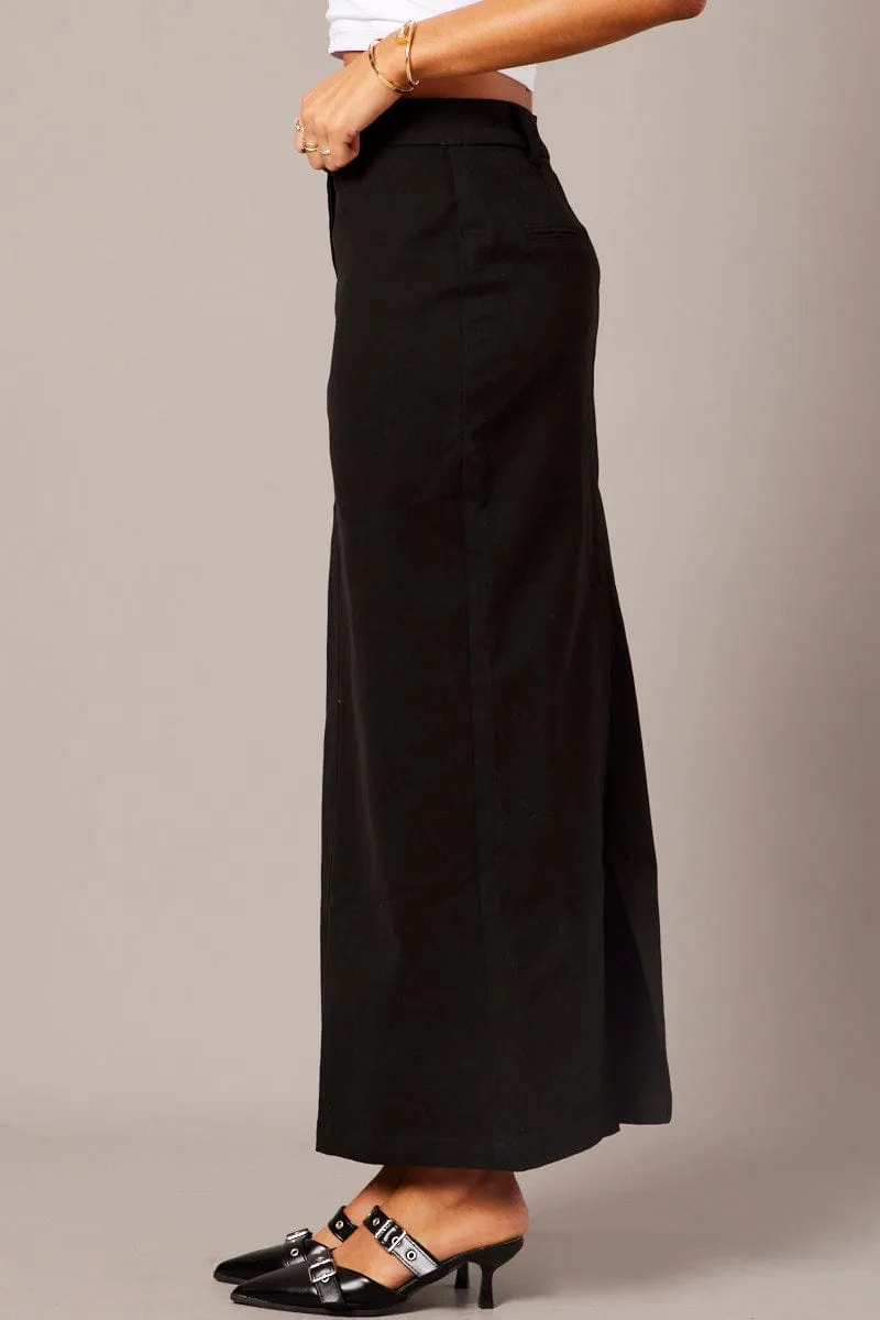 Quick Wear Black Tailored Skirt Midi Mid Rise