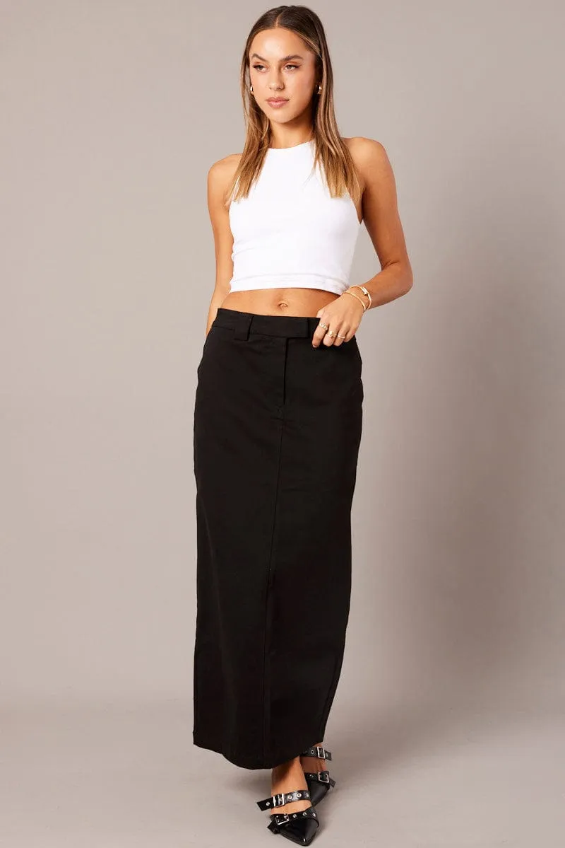 Anti Static Lining Sophisticated Mood Black Tailored Skirt Midi Mid Rise