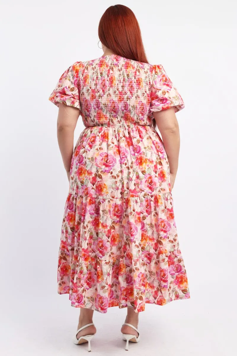 White Floral Midi Dress Short Sleeve Cut Out Textured Stylish Essentials Smart Casual