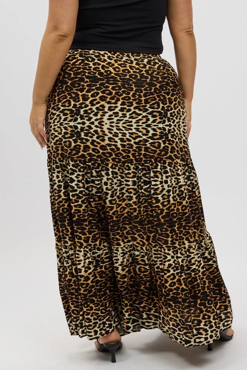 Black Animal Print Leopard Maxi Skirt Plus size option Urban Fashion