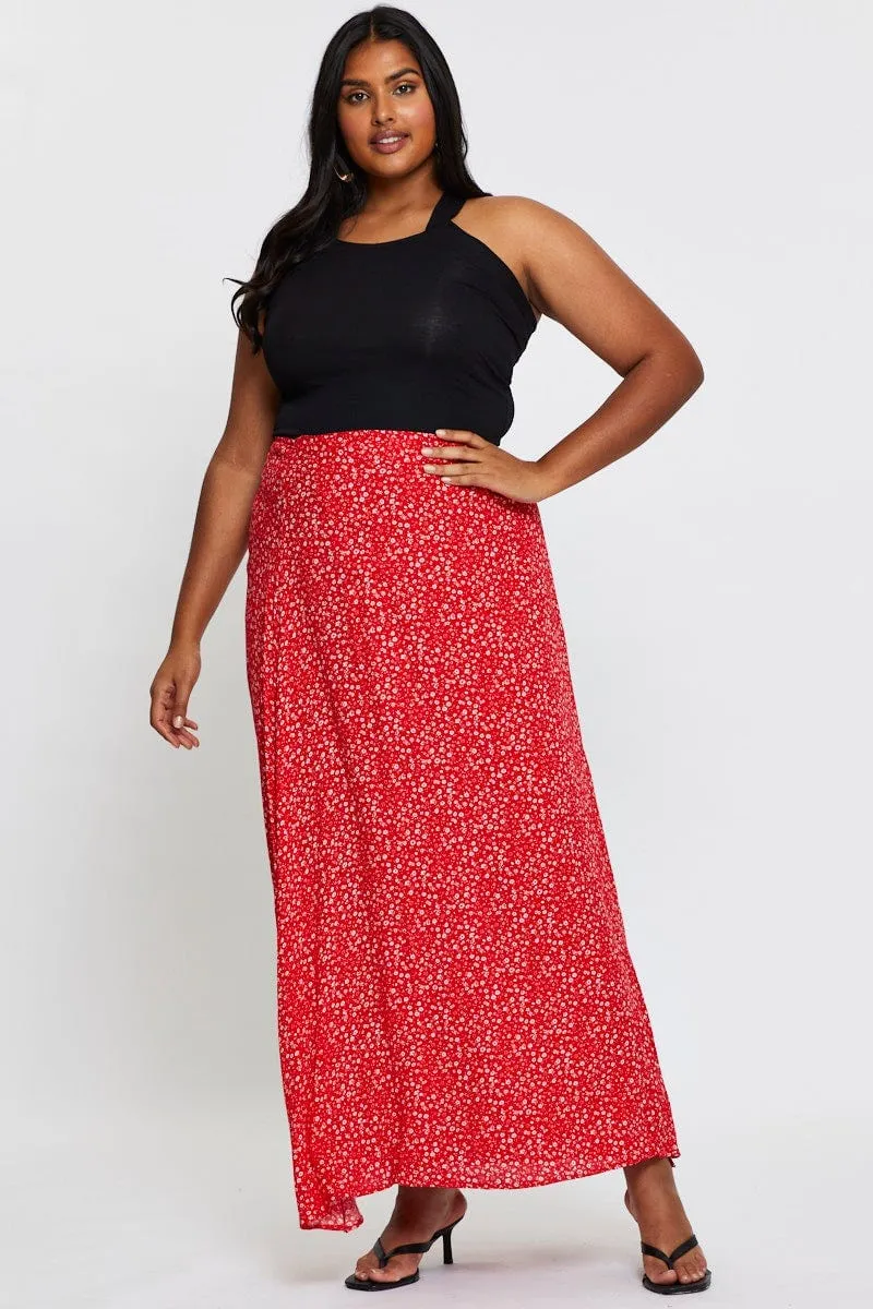 Creative Look Synthetic Blend Floral Print Maxi Wrap Skirt Tie