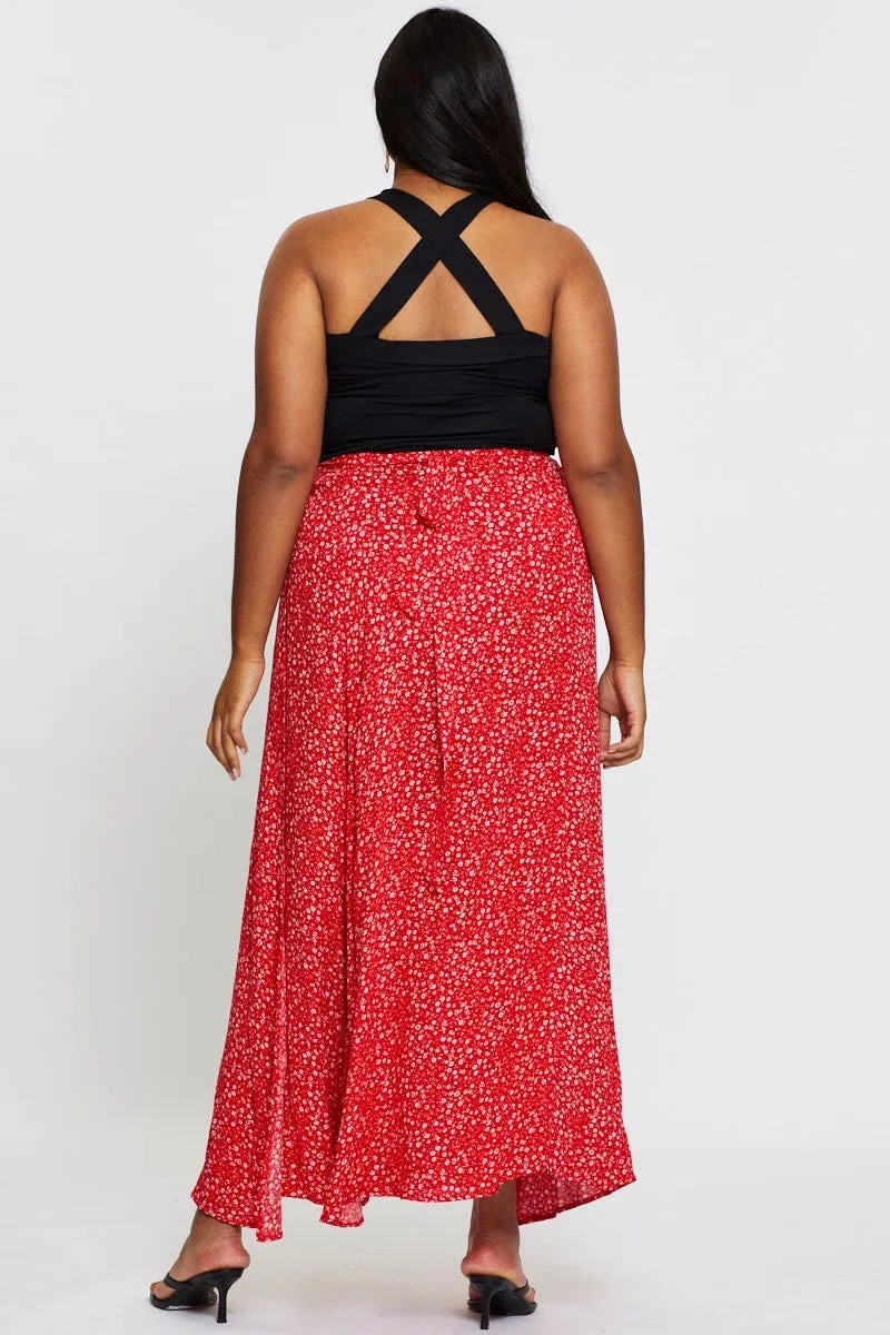Limited Quantity Subtle Details Floral Print Maxi Wrap Skirt Tie
