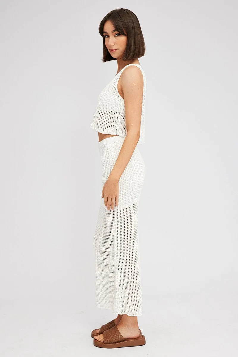 Festival Outfit White Knit Skirt Midi Crochet