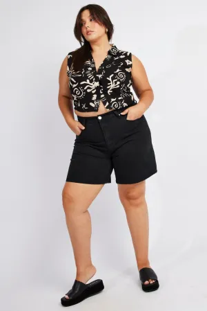 FrictionResistantEdges Black Relaxed Shorts High Rise Side Elastic