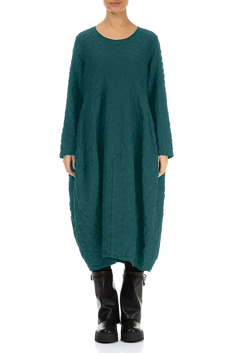 Ocean Air SmoothZipper Balloon Peacock Pleated Silk Bamboo Dress