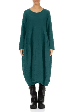 Ocean Air SmoothZipper Balloon Peacock Pleated Silk Bamboo Dress
