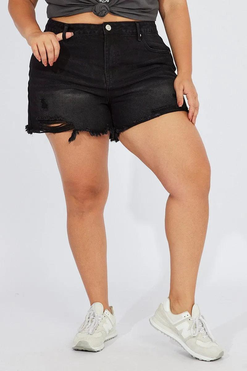 Black Relaxed Shorts High Rise Spark Soul Sophisticated Style