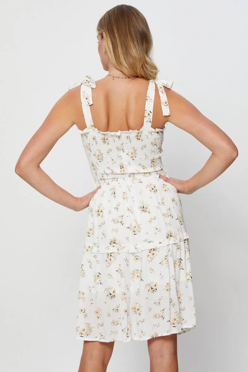 Charm Core Fairy Touch Print Fit And Flare Dress Sleeveless Round Neck