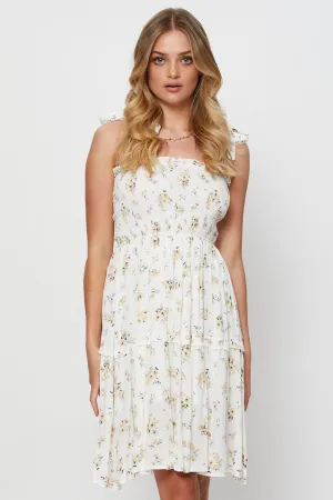 Print Fit And Flare Dress Sleeveless Round Neck Easy Fit SmoothFinish