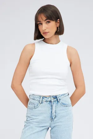 Sophisticated Style Soft Leggings White Tank Top Sleeveless Crew Neck Washed