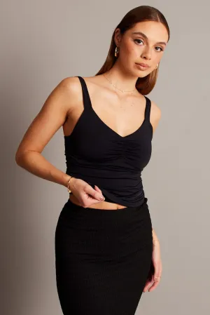 Black Sleeveless Tank Square V-neck EcoFriendly Textiles AbrasionResistant