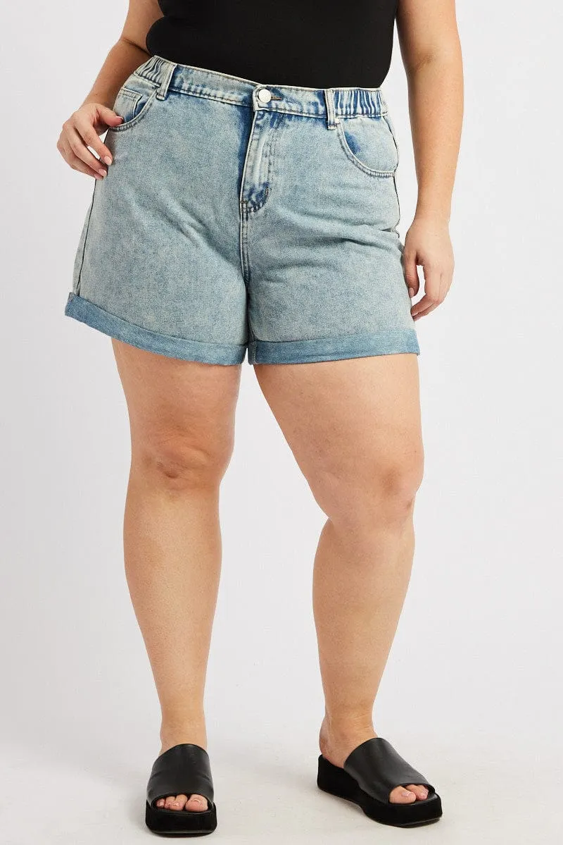 Teacher Chic Daywear Style Denim Relaxed Shorts High Rise