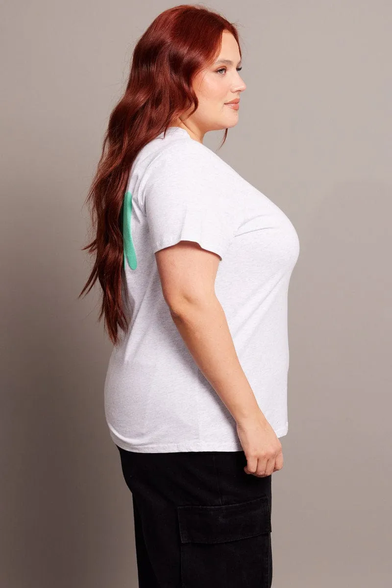 Minimalist Layer Grey Graphic T-shirt Short Sleeve Crew Neck