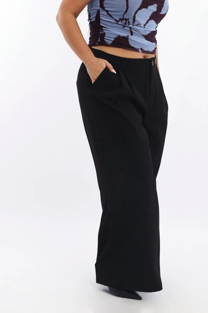 Move Freely Zip-off legs Black Sandwash Tailored Wide Leg Pants
