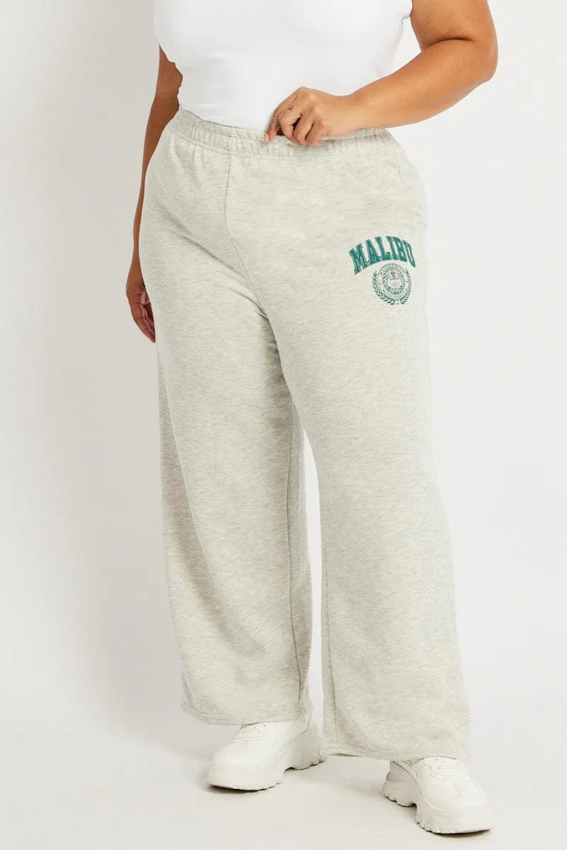 Grey Track Pants Wide Leg Chic Fit Smart Fit