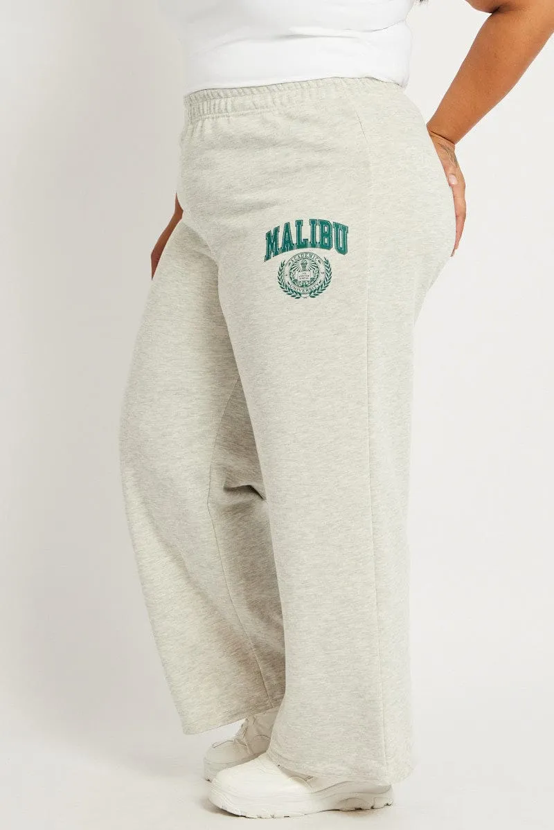 Flexible Activewear Grey Track Pants Wide Leg