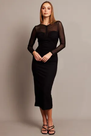 AntiSnagTechnology Black Bodycon Dress Long Sleeve Mesh