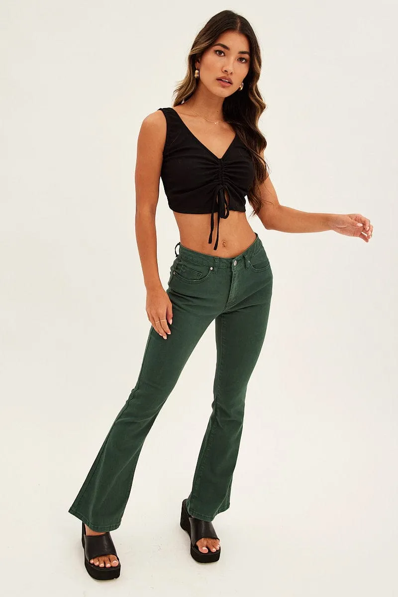 Black Butterfly Tank Drawstring Front Crop Date Vibe