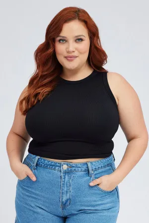 Black Tank Top Sleeveless Crew Neck Seamless Soft Leggings