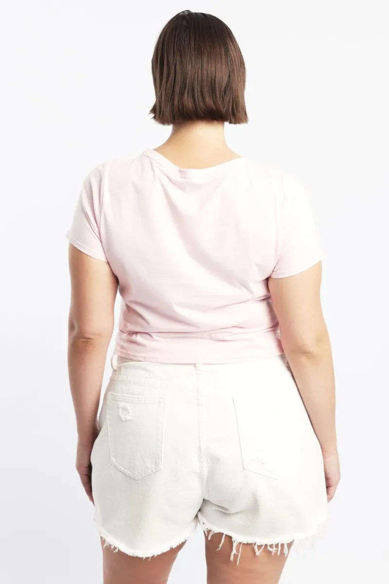 Comfort and Breathable Casual Vibe Wear Pink Graphic T Shirt Short Sleeve Crew Neck