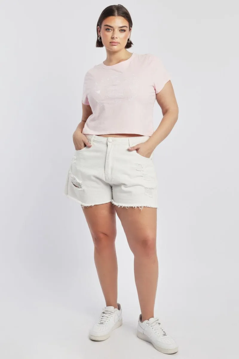 Daily Outfit MoistureWicking Pink Graphic T Shirt Short Sleeve Crew Neck