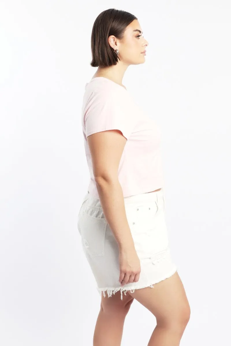 Soft touch finish Pink Graphic T Shirt Short Sleeve Crew Neck