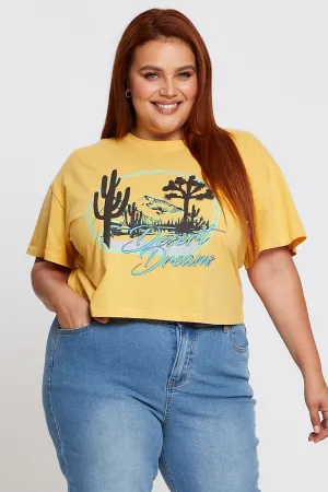 Yellow Short Sleeve Desert Dreams Semi Crop T-shirt slim fit