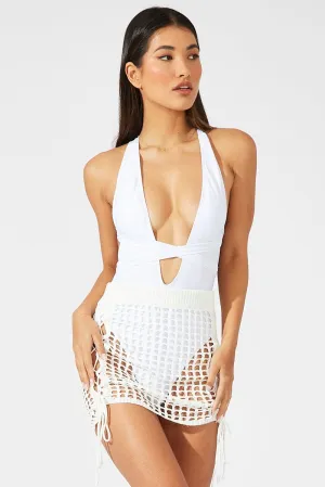 Glamorous Appeal Personality Style White Crochet Beach Mini Skirt