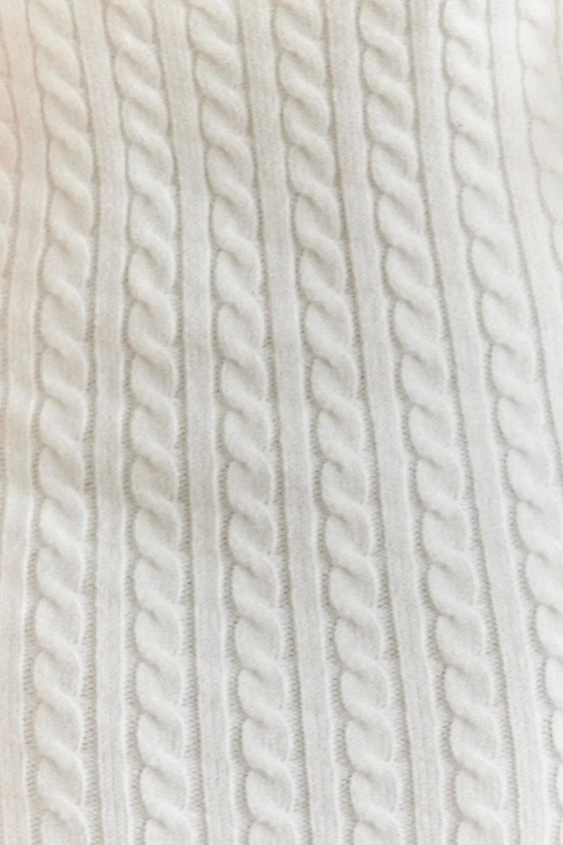 Easy Care Playful Chic White Mini Dress Square Neck Knit