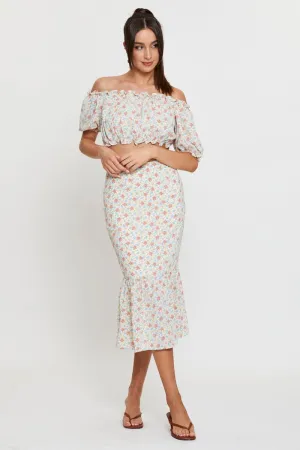 Print Midi Skirt High Waist Gentle Comfort Soft Layers