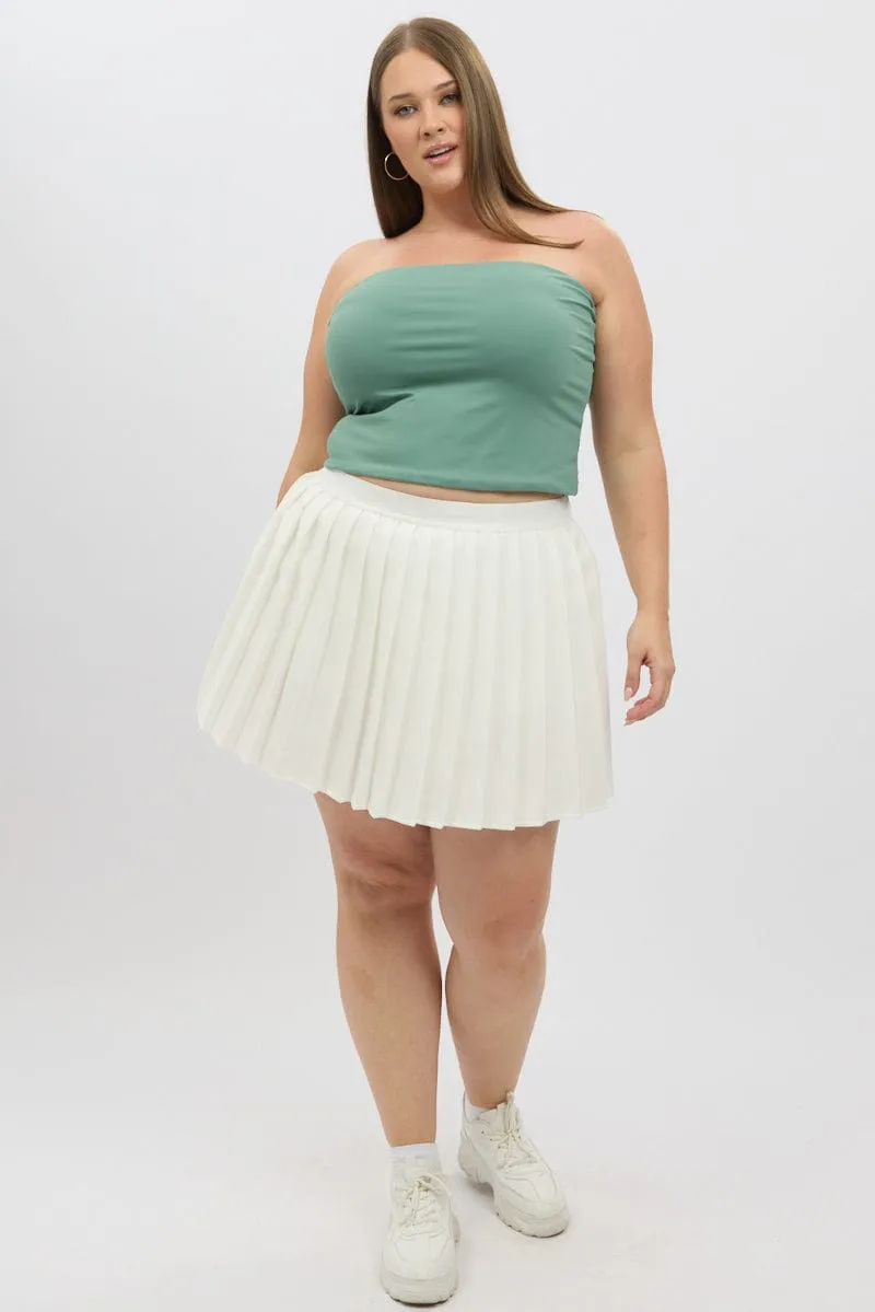 Celebrity Style White Tennis Skirt