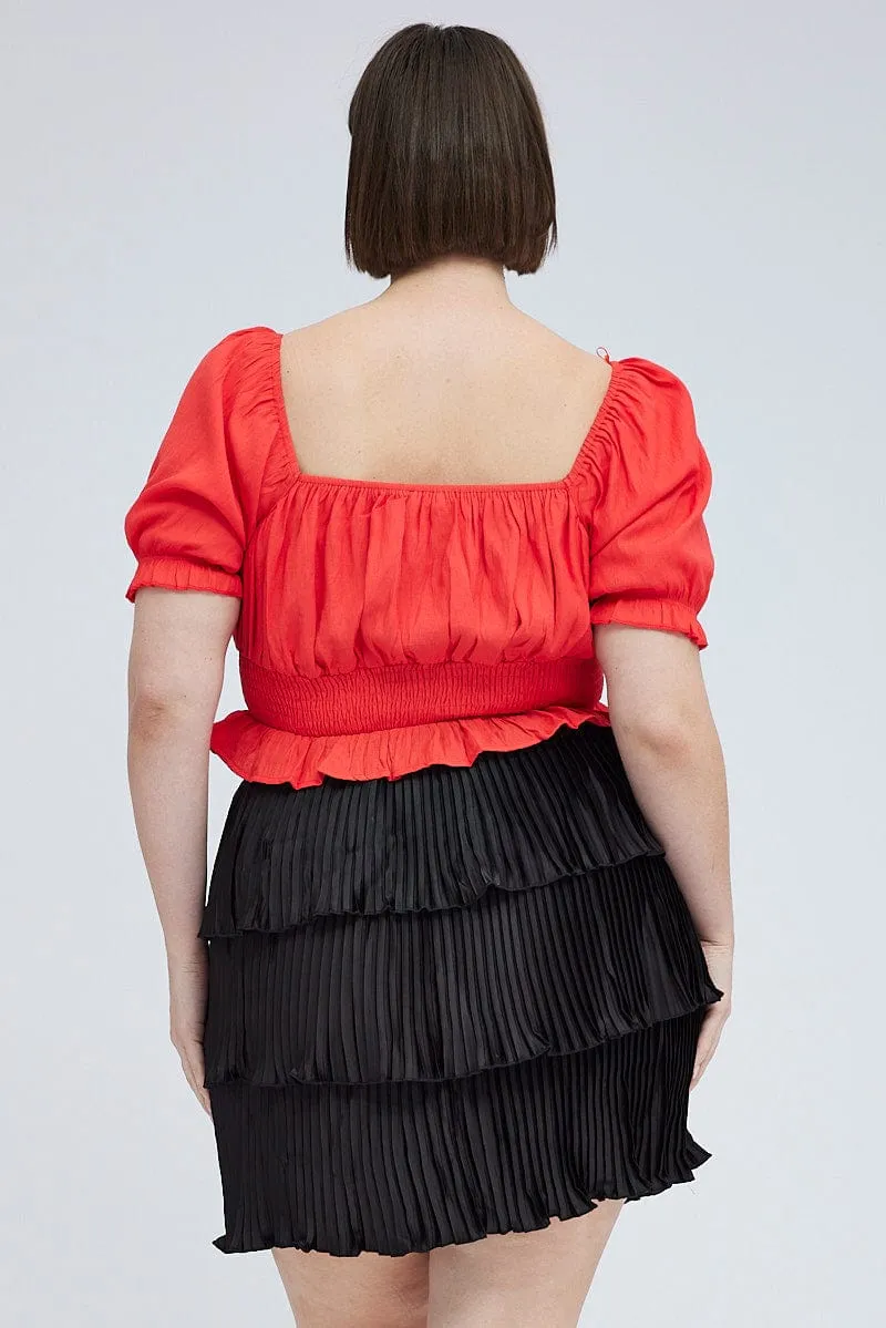 Black Mini Skirt Pleated Satin Layer investment piece