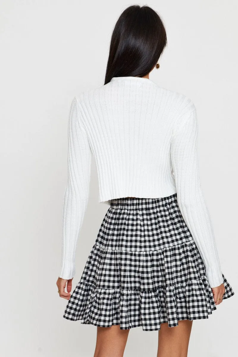 Check Flare Skirt Mini High Rise Minimalist Layering
