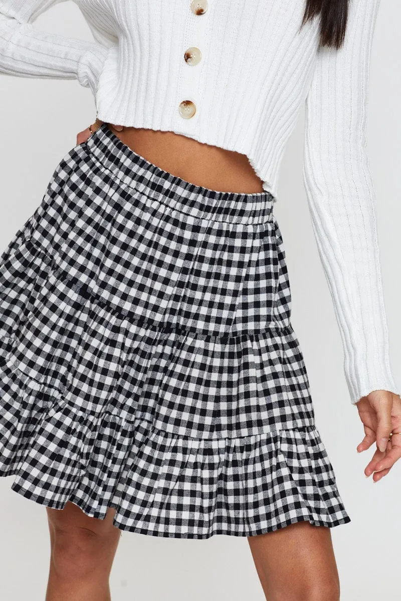 Clean Lines Outfit Moodboard Check Flare Skirt Mini High Rise